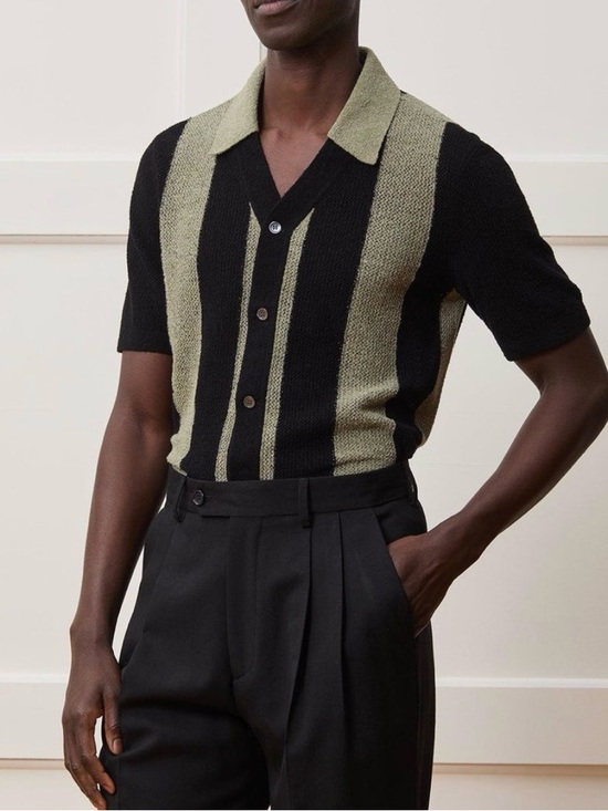 Todd Snyder Other - Todd Snyder Men's Black Cropped Boucle Sweater Polo Size L